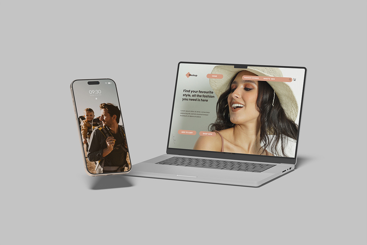 Smartphone with Laptop Mockup, a Device Mockup by lamorastudio (Photo 10 of 11)