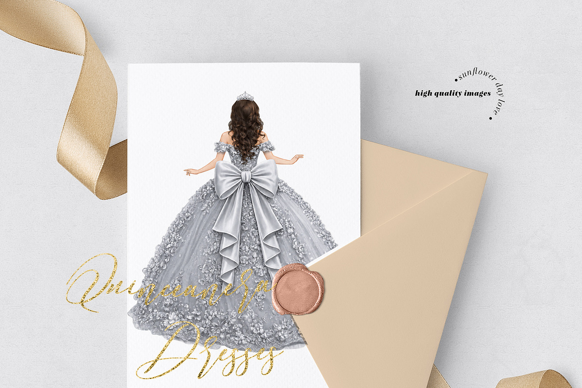 Silver Princess Ball Gown Clipart, a Person Illustration by Sunflower Day Love (Photo 2 of 3)