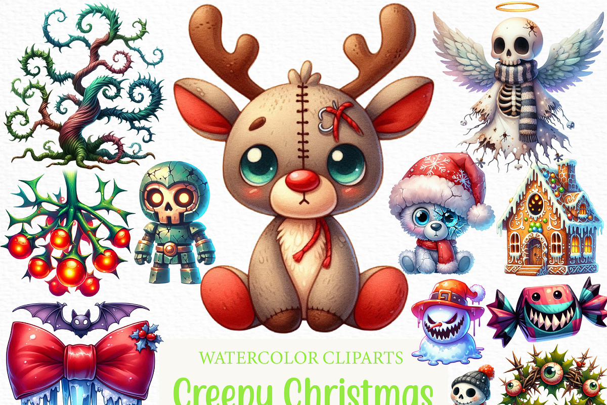 Creepy Christmas PNG, an Illustration by Craft Nest (Photo 1 of 6)