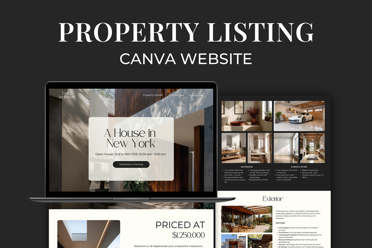 Property Listing Canva Website, an App Template by Meraki Templates (Photo 1 of 8)