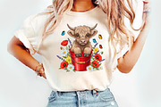 Highland Cow In A Bucket PNG, an Illustration by Watercolor design (Thumbnail 2 of 3)
