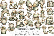 Whimsical Retro Spring Clipart, an Illustration by Designking (Thumbnail 1 of 5)