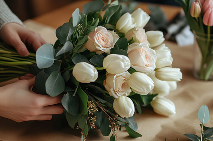 Creating a beautiful flower bouquet, a Photo by Beautiful things