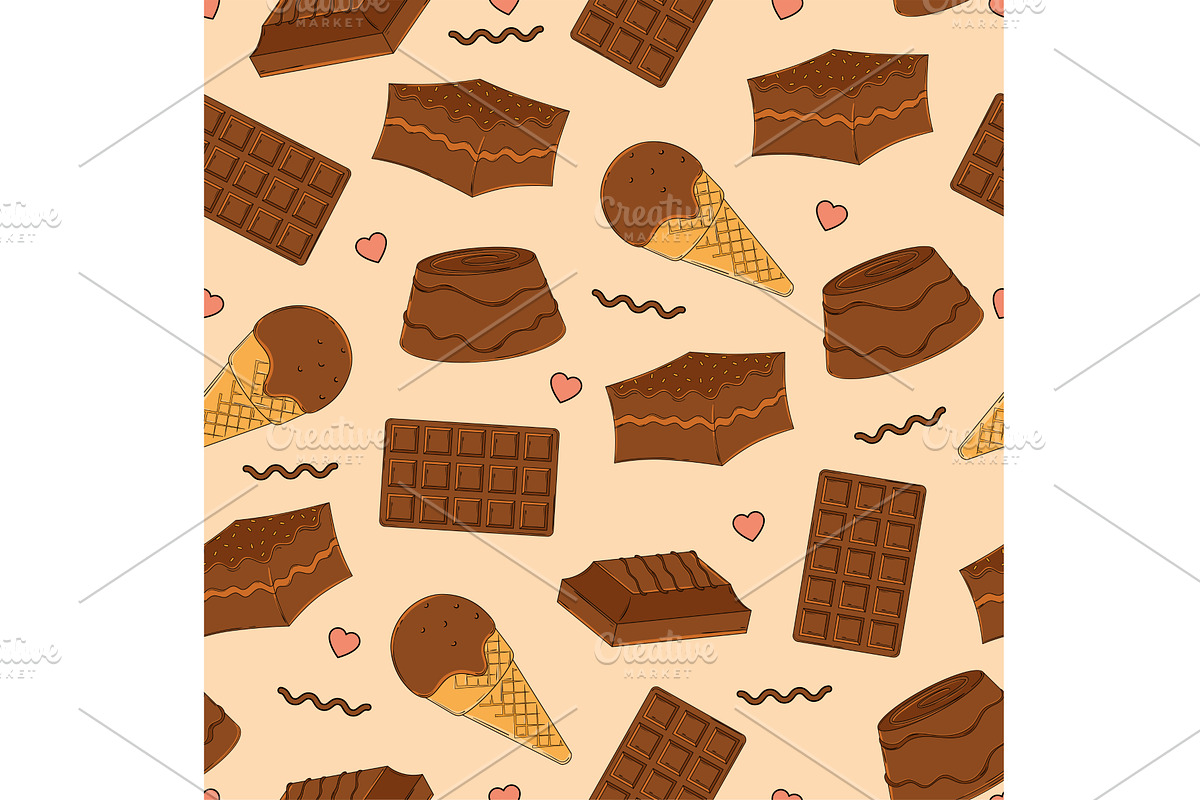 Chocolate treats doodle set. Vector, a Texture Illustration by studioDK