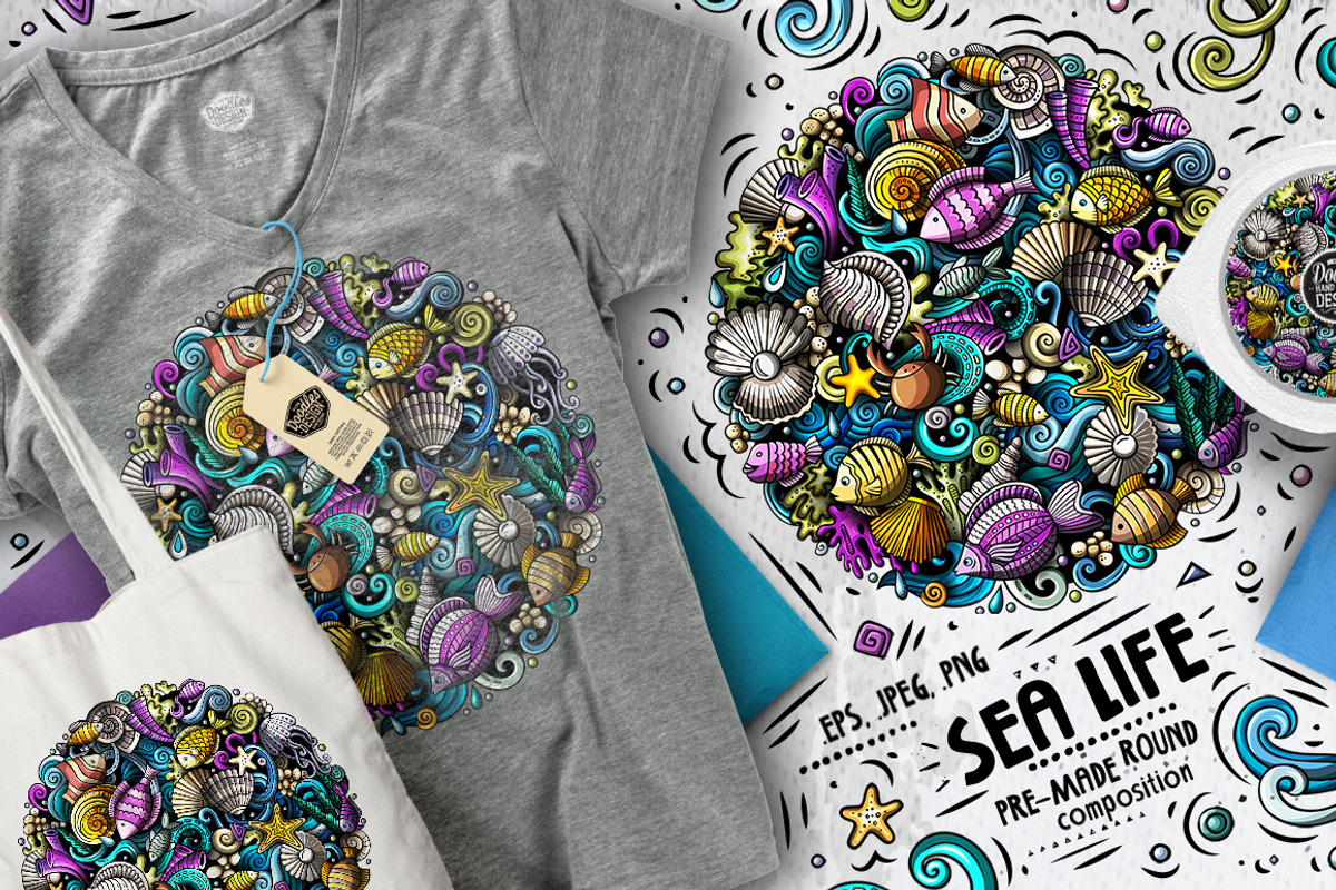 Sea Life Cartoon Doodle Big Pack, a Decorative Illustration by BALABOLKA (Photo 5 of 10)