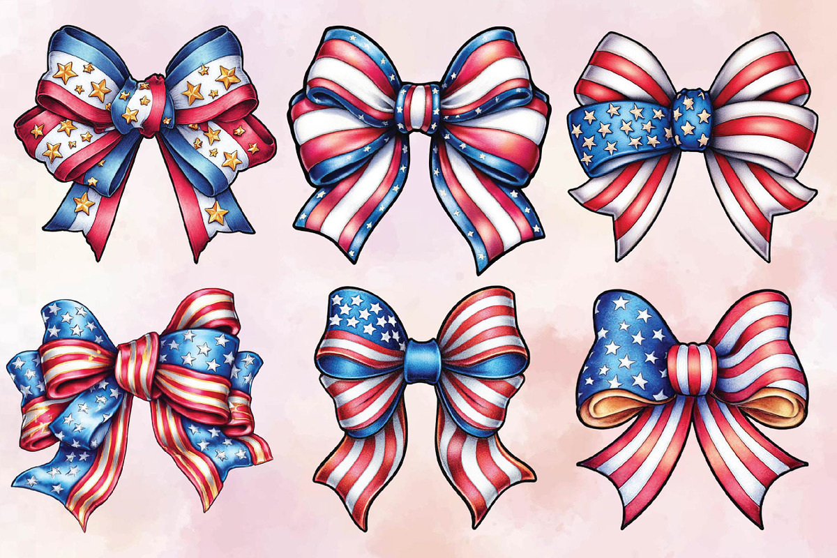 4th of July Patriotic Bow Clipart Bu, an Illustration by SVGArt (Photo 8 of 9)