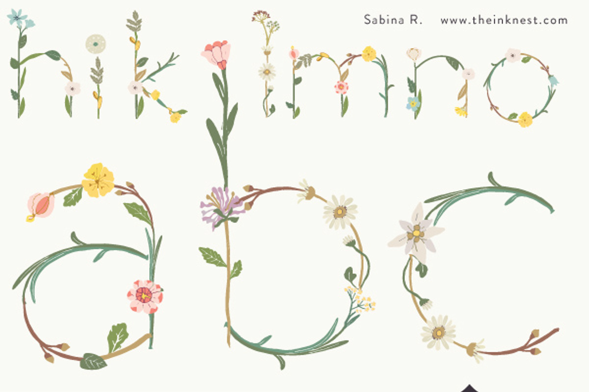 Dainty Blossom Alphabet EPS, an Illustration by sabinar (Photo 1 of 3)