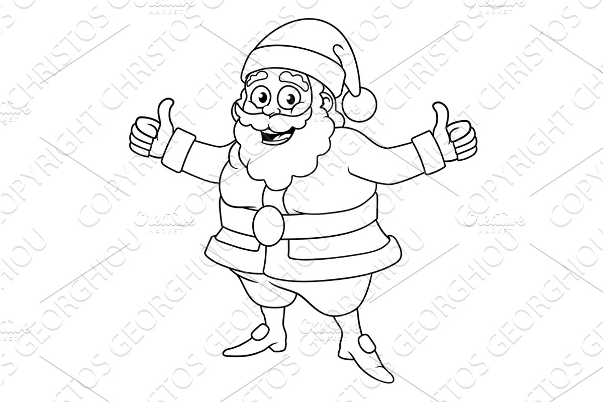 Christmas Cartoon Santa Claus Giving, an Illustration by Christos Georghiou