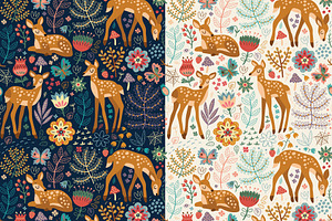 Forest pattern with deer