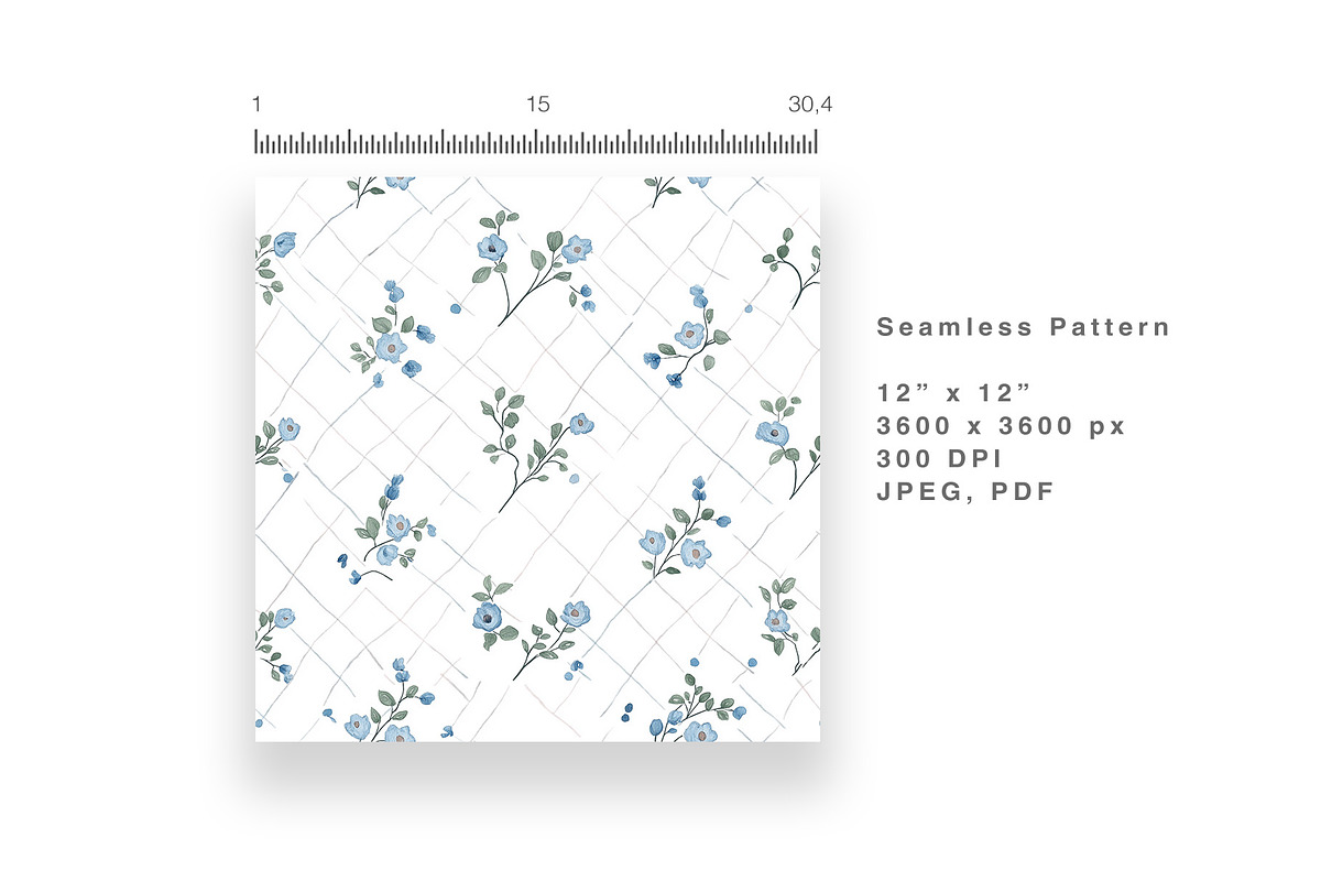 6 Seamless Pattern: Blue Floral, a Pattern Graphic by StudioCitra (Photo 5 of 10)