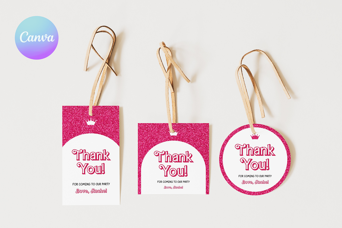 Pink Doll Party Thank You Tags, an Invitation Template by Digital_Mind (Photo 1 of 6)