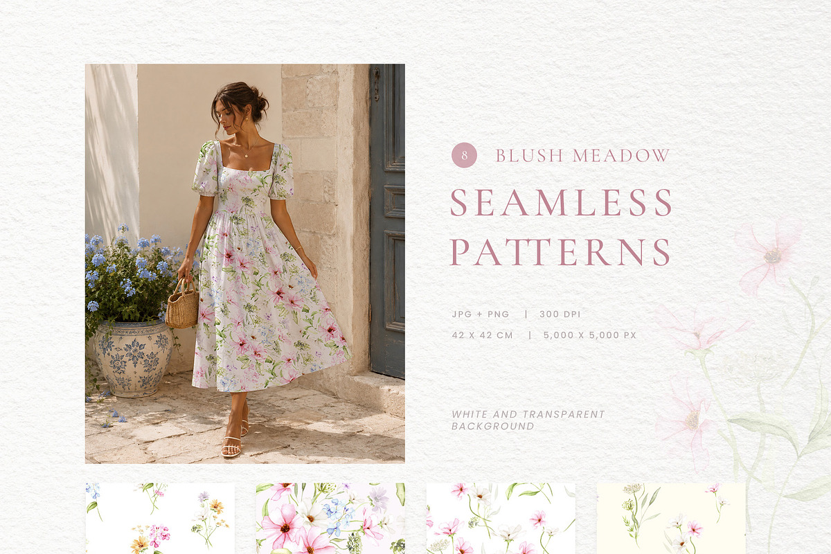 Blush Meadow Watercolor Wildflowers, a Decorative Illustration by Liliia Polos Illustration (Photo 8 of 12)