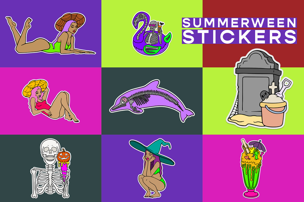 Summerween Hot Ghoul Vector Stickers, an Object Graphic by Jakayla Digital Co (Photo 1 of 7)