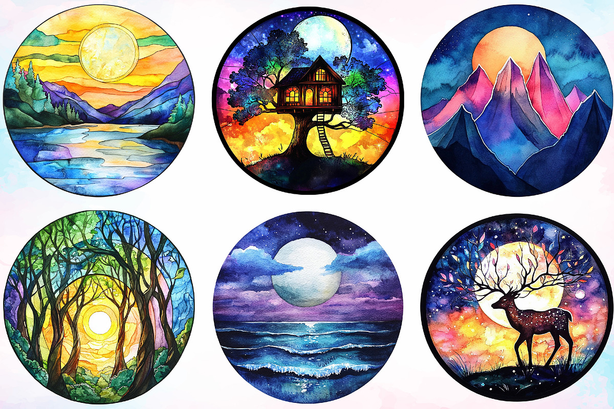 Moonlit Nights Round Stained Glass, an Object Illustration by Canvas Craft (Photo 3 of 4)