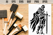 Stencil Dark Knight Warrior, a Decorative Illustration by MARYCRAFTIRIA (Thumbnail 2 of 3)