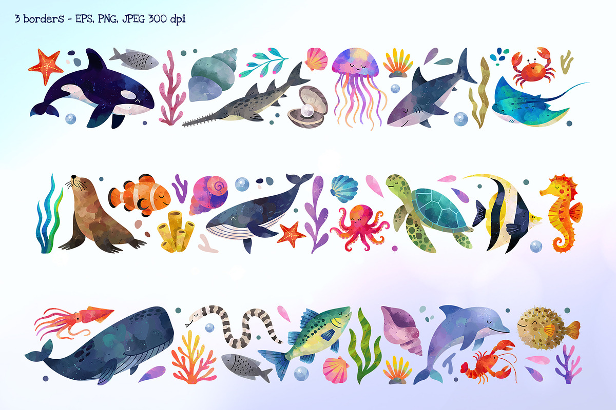 Sea Life. Watercolor Ocean Clipart, an Animal Illustration by Hanna's ArtLab (Photo 4 of 5)