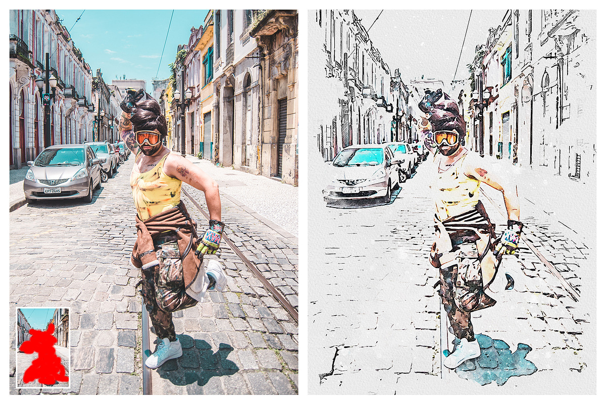 UrbaneXign - Mixed Watercolor Sketch, an Action Add-On by A R T M A R T (Photo 5 of 11)