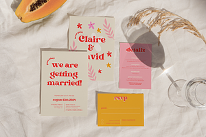 Colorful Retro Wedding Invitation, an Invitation Template by StudioVonBraitenberg