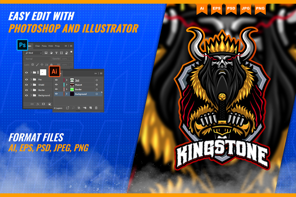 Skull Kings - Mascot Esport Logo Tem, a Branding & Logo Template by FNR Graphics (Photo 2 of 5)