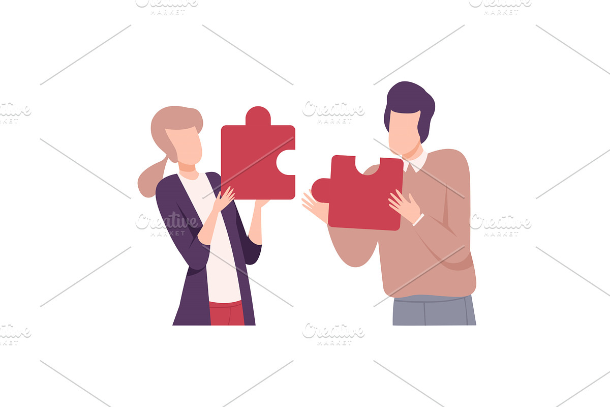Couple in Love Connecting Puzzle, a Person Illustration by TopVectors