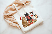 Meowy Christmas Png, an Illustration by Watercolor design (Thumbnail 3 of 5)