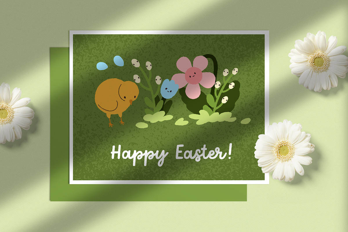 Happy Easter cute card backgrounds, a Background Graphic by Good Studio (Photo 5 of 6)