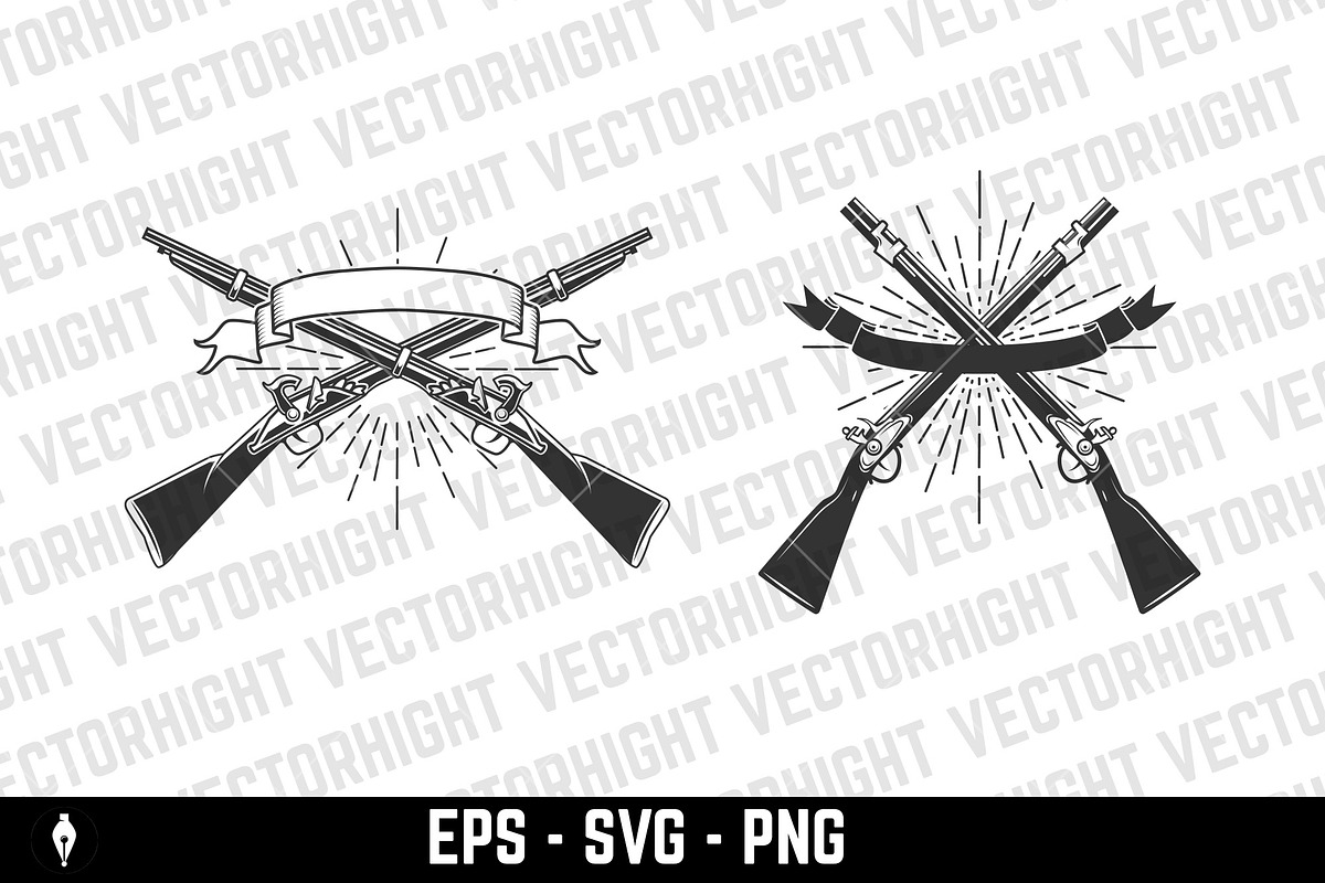 Crossed hunting rifles and guns SVG, an Object Illustration by Vectorhight