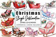 Christmas Sleigh Sublimation Clipart, a Graphic by CitraGraphics (Thumbnail 1 of 4)