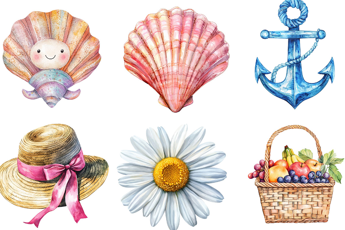 Preppy Summer Coastal Girl Clipart, an Illustration by Designking (Photo 5 of 5)