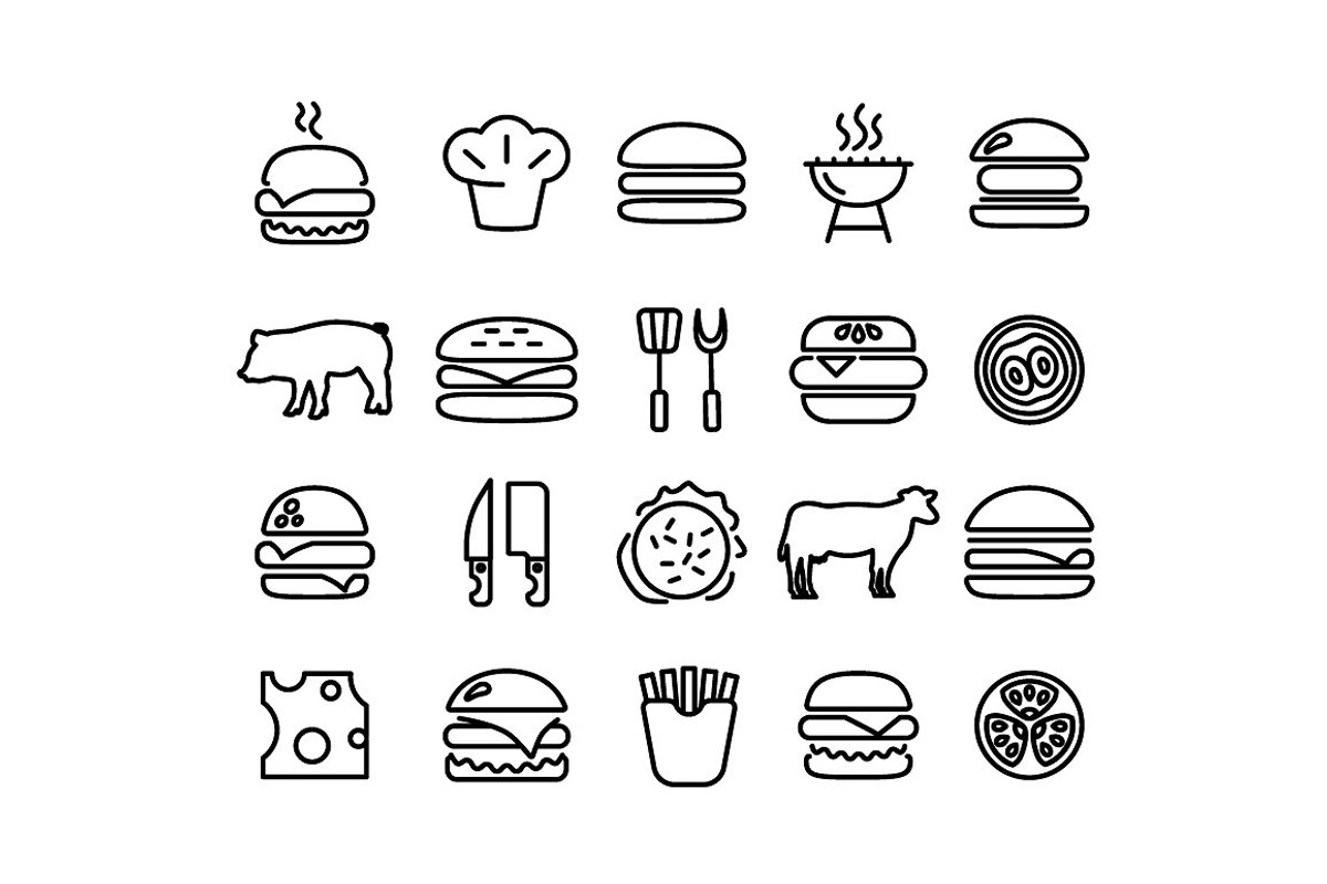 400+ outline FOOD ICONS, an Outline Icon by marusdesign (Photo 16 of 24)