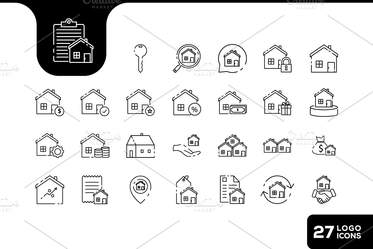 buy house lines icon set collection, an Outline Icon by devastd