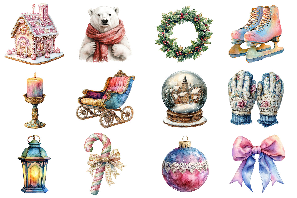 Pastel Antique Christmas Clipart, an Illustration by Daily.Designs (Photo 3 of 3)