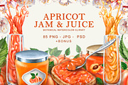 Apricot Jam & Juice, watercolor, a Food Illustration by EL_SUHOVA (Thumbnail 1 of 14)