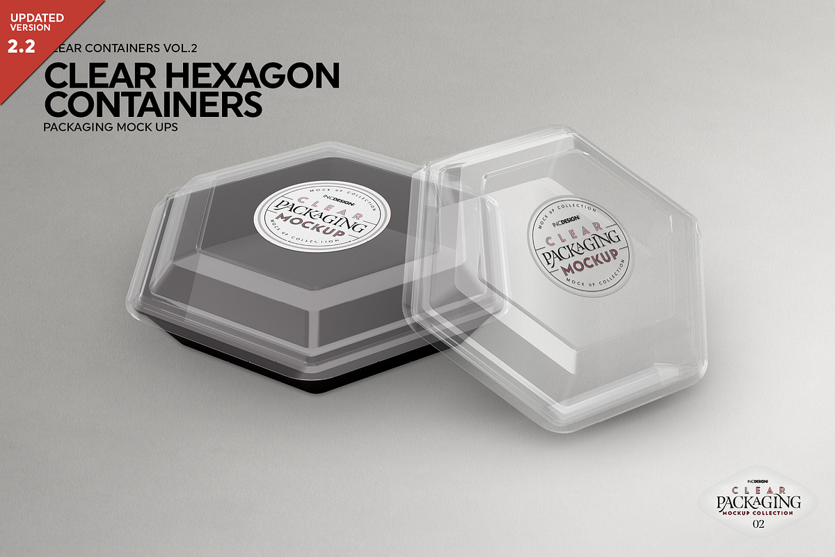 Clear Hexagon Containers Mockup, a Cups & Container Mockup by INCDesign (Photo 1 of 6)