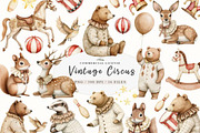 Watercolor Cute Circus Party, an Animal Illustration by JackArt (Thumbnail 1 of 6)