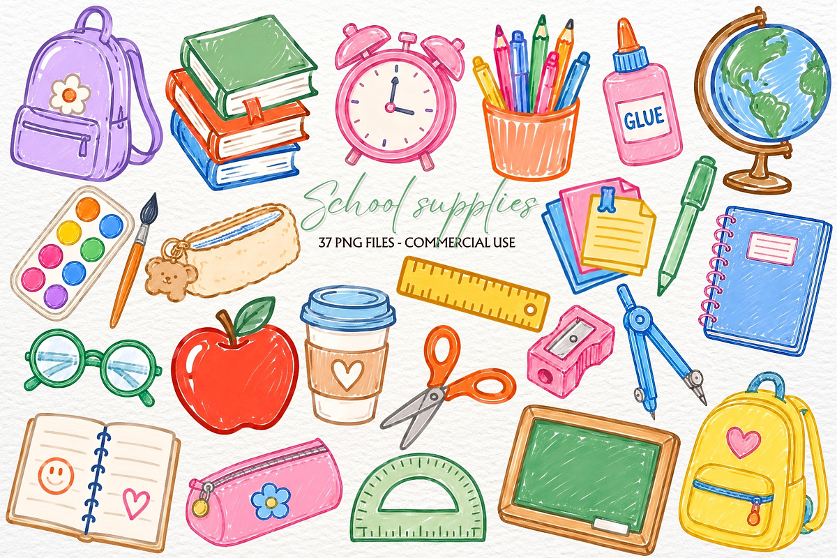 School Supplies Clipart Teacher PNG, an Education Illustration by SugarCloudStudioArt (Photo 1 of 5)