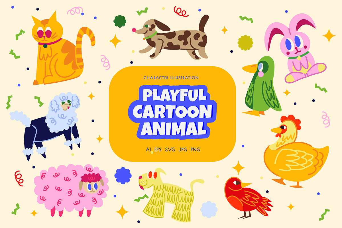 Playful Cartoon Animal, an Object Graphic by Bewalrus Studio (Photo 1 of 4)