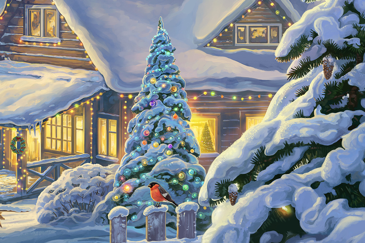 Winter Christmas landscape, a Decorative Illustration by Countryside life (Photo 6 of 8)