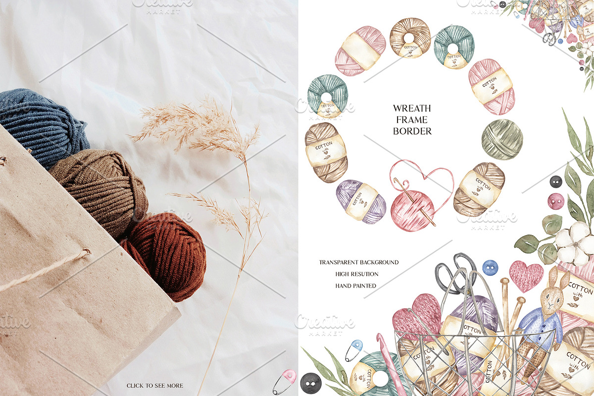 Watercolor Knitting Collection, a Work Illustration by MayaNavits (Photo 5 of 13)
