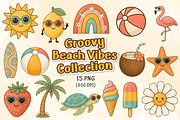Groovy Beach Vibes Collection, an Object Illustration by KiddoGlyphs Studio (Thumbnail 1 of 4)