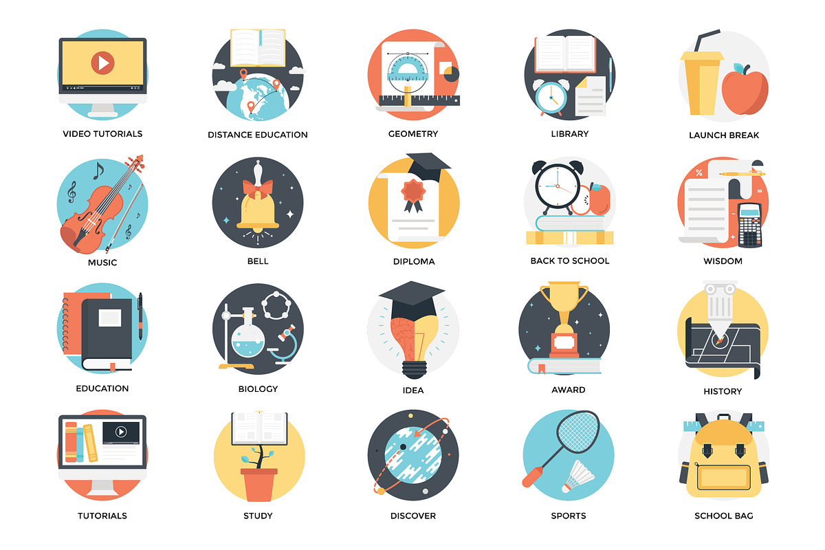 175 Flat Education Icons, a Duotone Icon by Prosymbols (Photo 6 of 10)