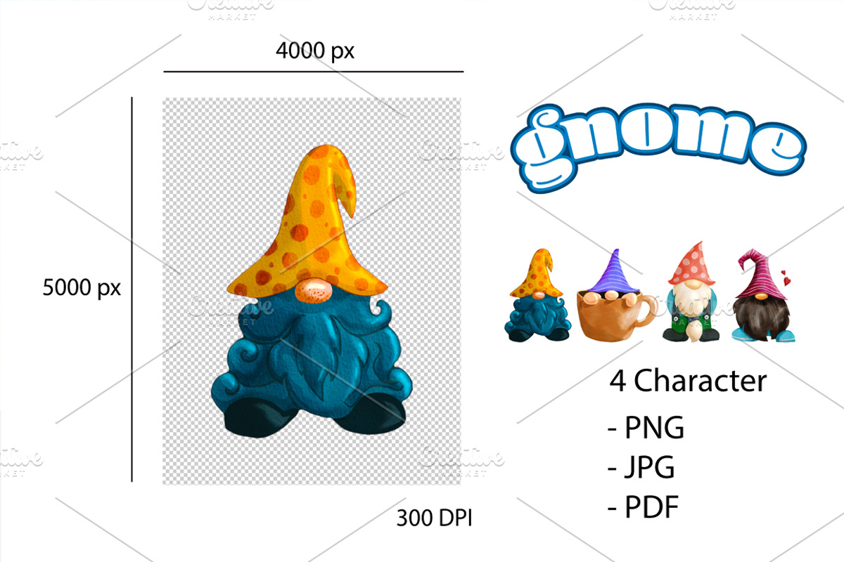 Gnomes watercolor Clipart Pack., an Illustration by Feelplus Creator (Photo 2 of 6)