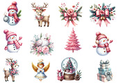 Christmas Clipart Bundle, an Illustration by Designworld (Thumbnail 4 of 6)