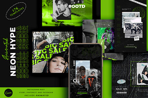 PS & CANVA Neon Hype - Social Media, a Social Media Template by Eviory