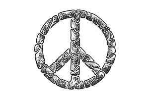 Peace Symbol Stone Bricks Vector