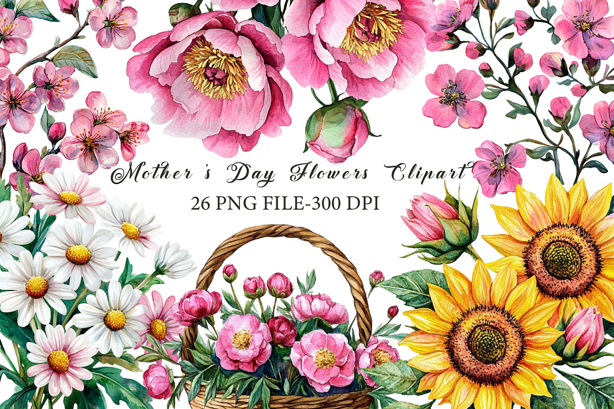 Mother's Day Flowers Clipart, an Illustration by Libby Wishes (Photo 1 of 7)