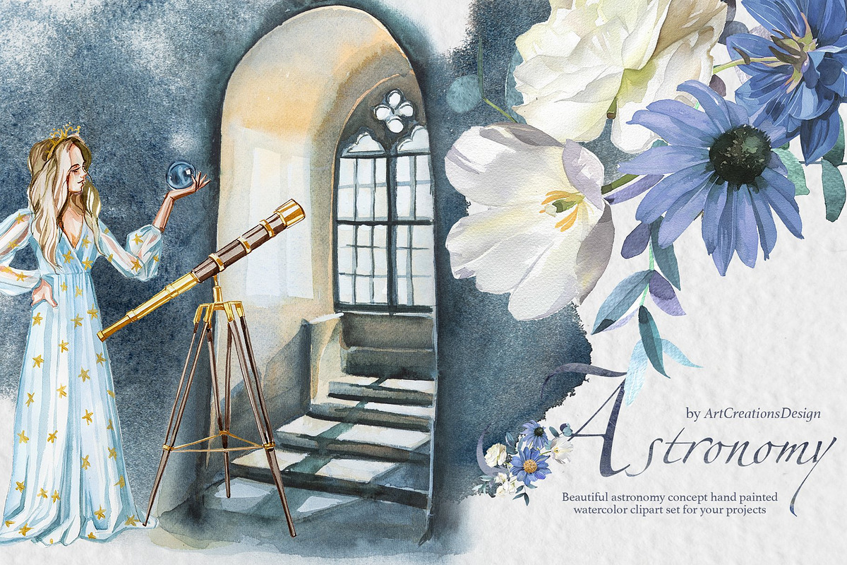 Watercolor Fantasy Clipart Bundle, a Person Illustration by ArtCreationsDesign (Photo 5 of 22)