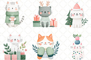 Christmas Cat Clipart, an Illustration by Black Bird Studio (Thumbnail 5 of 6)