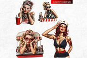 Rockabilly Girls Clipart Set, a Person Illustration by ThatsDesign Art (Thumbnail 8 of 10)