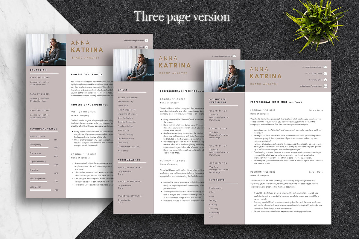 Clean Resume Template Pack | Canva, a Resume Template by Lux Resume (Photo 3 of 9)